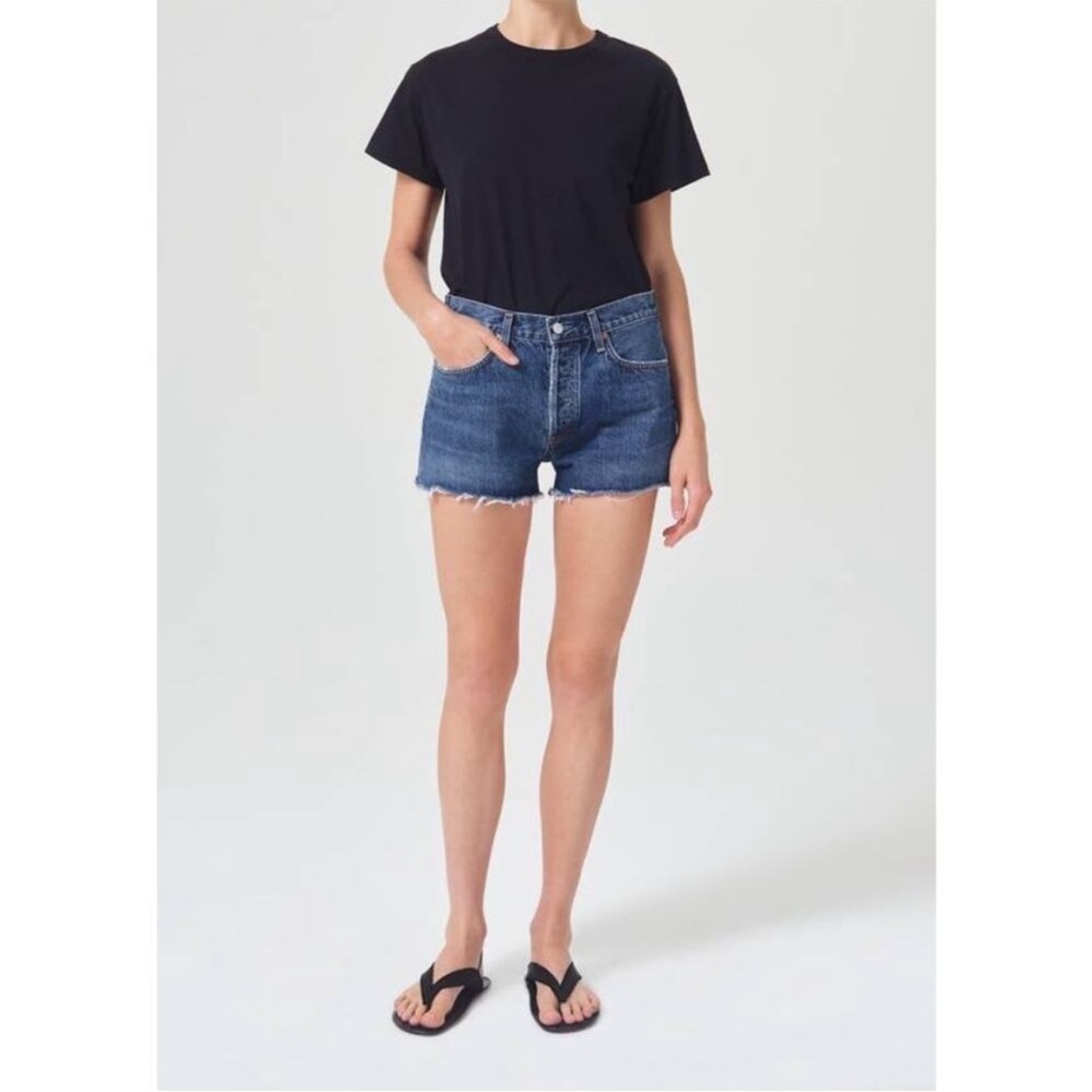 AGOLDE parker vintage cut off shorts caution dark wash denim jorts size 28 - Picture 16 of 16